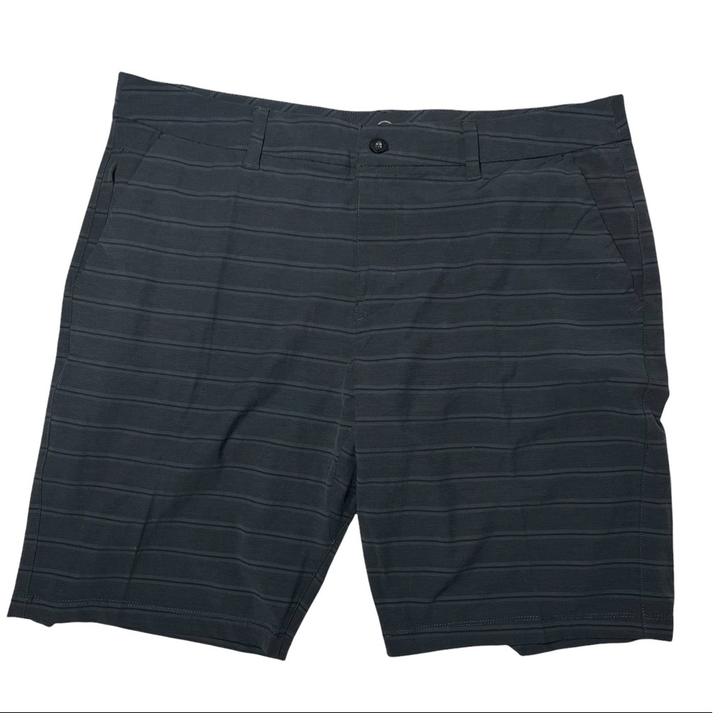 Hang Ten Mens Dark Grey Striped Polyester Blend Zip Up Shorts Size 40